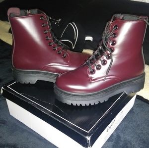 New Burgundy combat boots